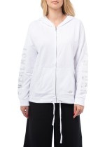 Logo Side Band  Light Sweatshirt Hoodie - Off White