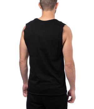 Vest Cotton Tag Panel T-shirt  Jersry - Black