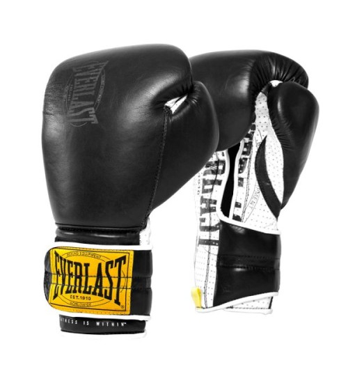 EVERLAST 1910 SPARRING H&L(PREMIUM LEATHER)GLOVES - BLACK