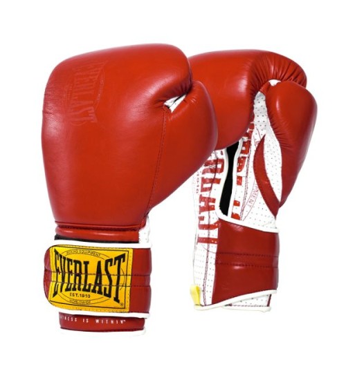 EVERLAST 1910 SPARRING H&L(PREMIUM LEATHER)GLOVES - RED                       