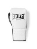 EVERLAST POWERLOCK PRO OG(PREMIUM GENUINE LEATHER)LACED UP (KICK)BOXING GLOVE - WHITE/BLACK