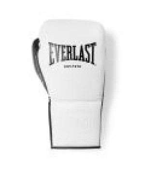 EVERLAST POWERLOCK PRO OG(PREMIUM GENUINE LEATHER)LACED UP (KICK)BOXING GLOVE - WHITE/BLACK