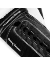 EVERLAST POWERLOCK PRO OG(PREMIUM GENUINE LEATHER)LACED UP (KICK)BOXING GLOVE - WHITE/BLACK