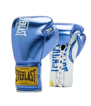 EVERLAST 1910 PRO FIGHT(PREMIUM LEATHER)LACED GLOVES - BLUE