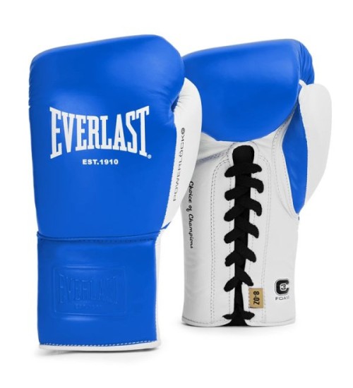 EVERLAST POWERLOCK OG(PREMIUM GENUINE LEATHER)PRO FIGHT GLOVE - BLUE/WHITE 