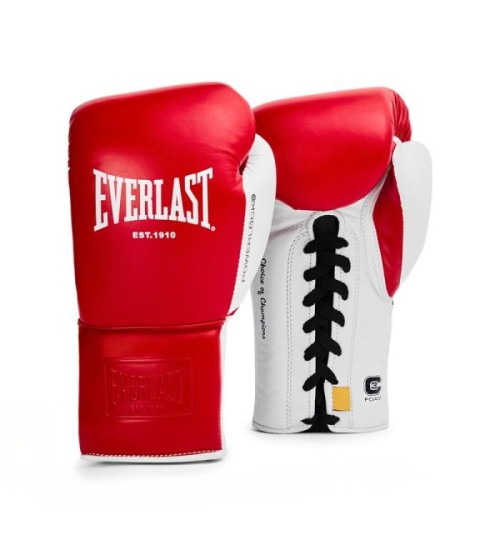 EVERLAST POWERLOCK OG(PREMIUM GENUINE LEATHER)PRO FIGHT GLOVE - RED/WHITE 