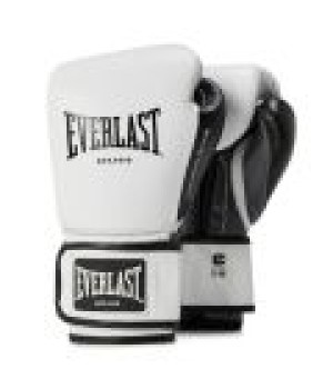 EVERLAST POWERLOCK OG(PREMIUM LEATHER)ADVANCED TRAINING GLOVES HOOK & LOOP -WHITE/BLACK  