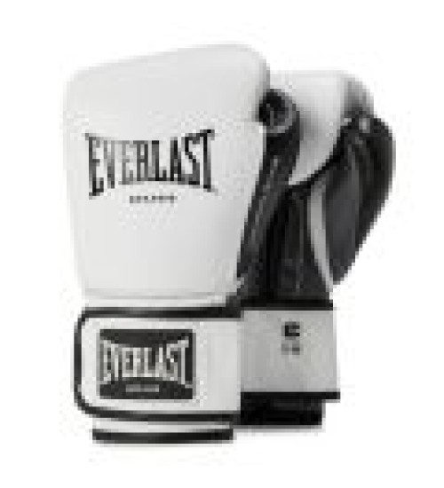 EVERLAST POWERLOCK OG(PREMIUM LEATHER)ADVANCED TRAINING GLOVES HOOK & LOOP -WHITE/BLACK  