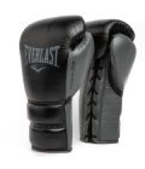 EVERLAST POWERLOCK 2 PRO(HIGH-QUALITY LEATHER)TRAINING LACED GLOVE - BLACK   