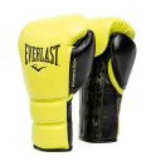 EVERLAST POWERLOCK 2 PRO(HIGH-QUALITY LEATHER)TRAINING LACED GLOVE - NEON YELLOW