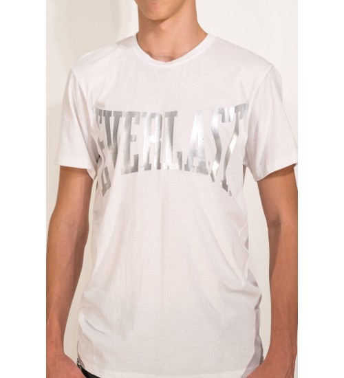 Oversized Metallic Logo Cotton Jersey T-shirt - White