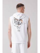 THE ICON SLEEVELESS HOODIE WITH TIGER GRAPHICS