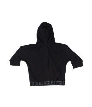 Cropped Sleeves Sweatshirt Hoodie Zip - Black