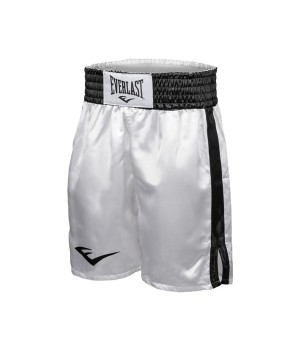 EVERLAST BOXING TRUNKS 23IN(58cm) - WHT/BLK                                           