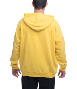 Detail Logo Embroidered Hooded Cotton Sweatshirt  - Yellow