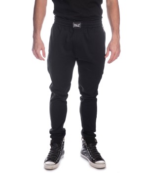 Logo tag  waistband  Cotton Sweatpants  - Black