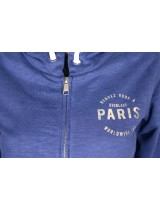 Paris Zip Up Jersey Hoodie Sweatshirt - Blu Zaffiro