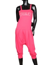 Overalls Cropped Sweatpants - Hot Pink