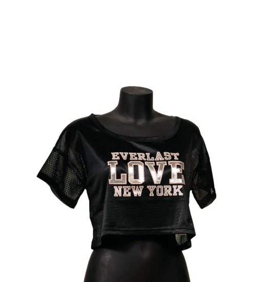 Love NY  Print  Cropped T-Shirt - Black